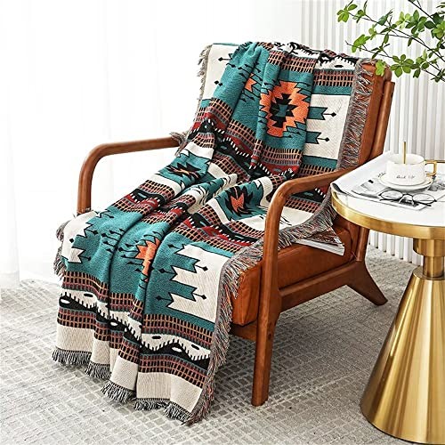 Boho Throw Blankets Southwestern Bed Throws Cover Reversible 51"x63" Green
