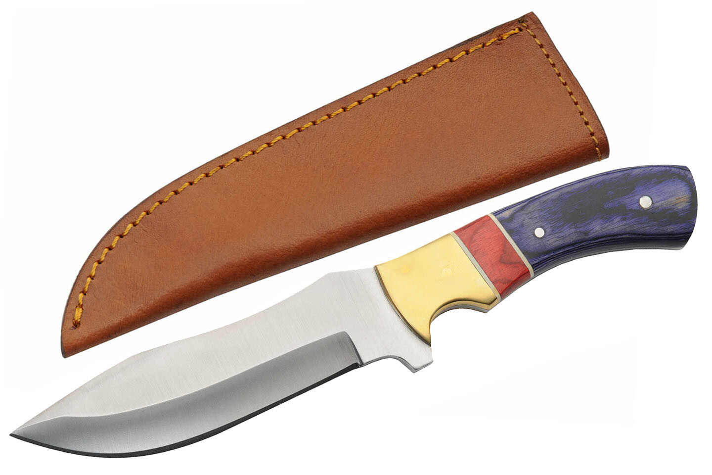 Rite Edge Hunter Opal Fixed Knife 5" Steel Full Blade Amber Blue/Red Pakkawood