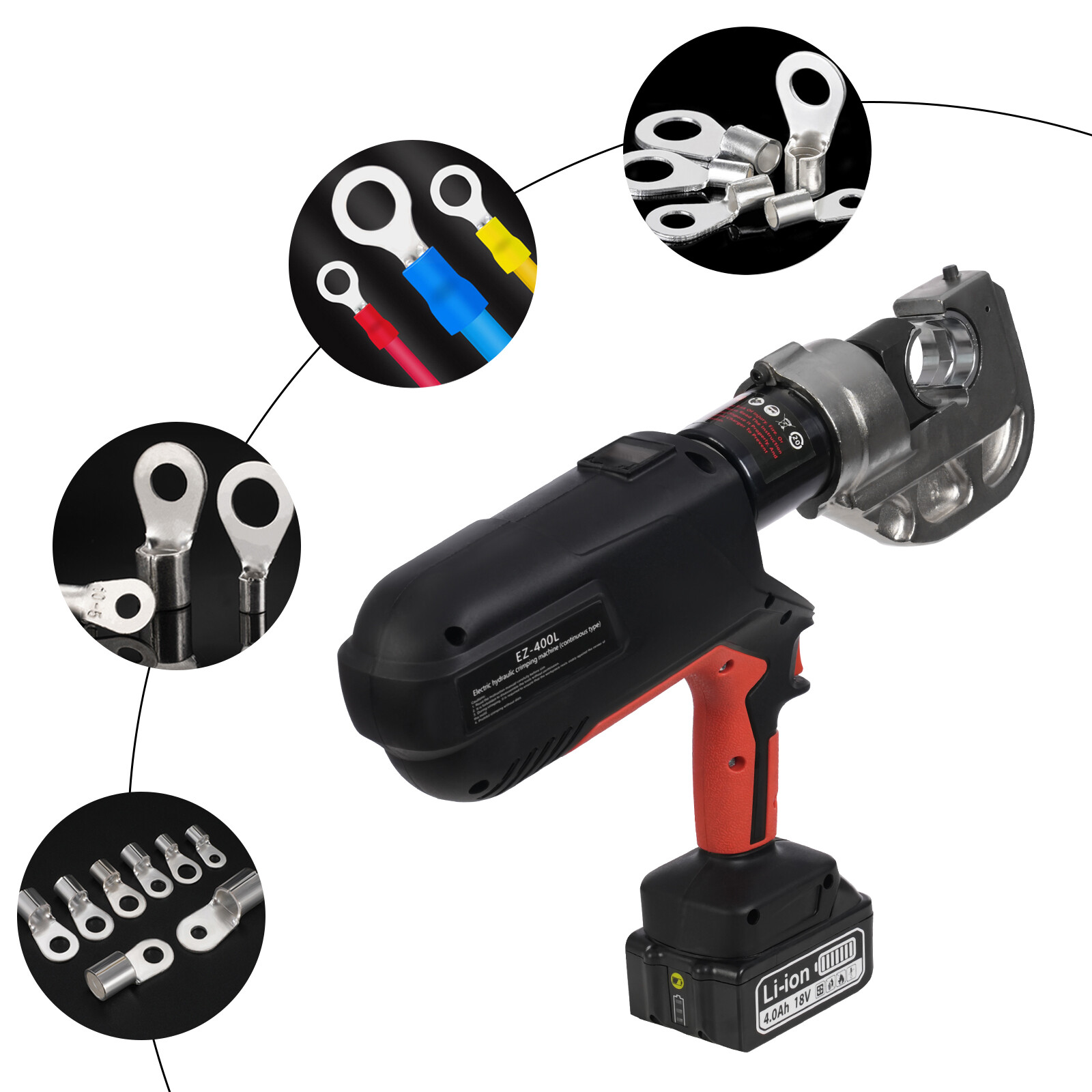 Rechargeable Electric Hydraulic Plier Battery Power Crimping Tool 18V 16-400mm²