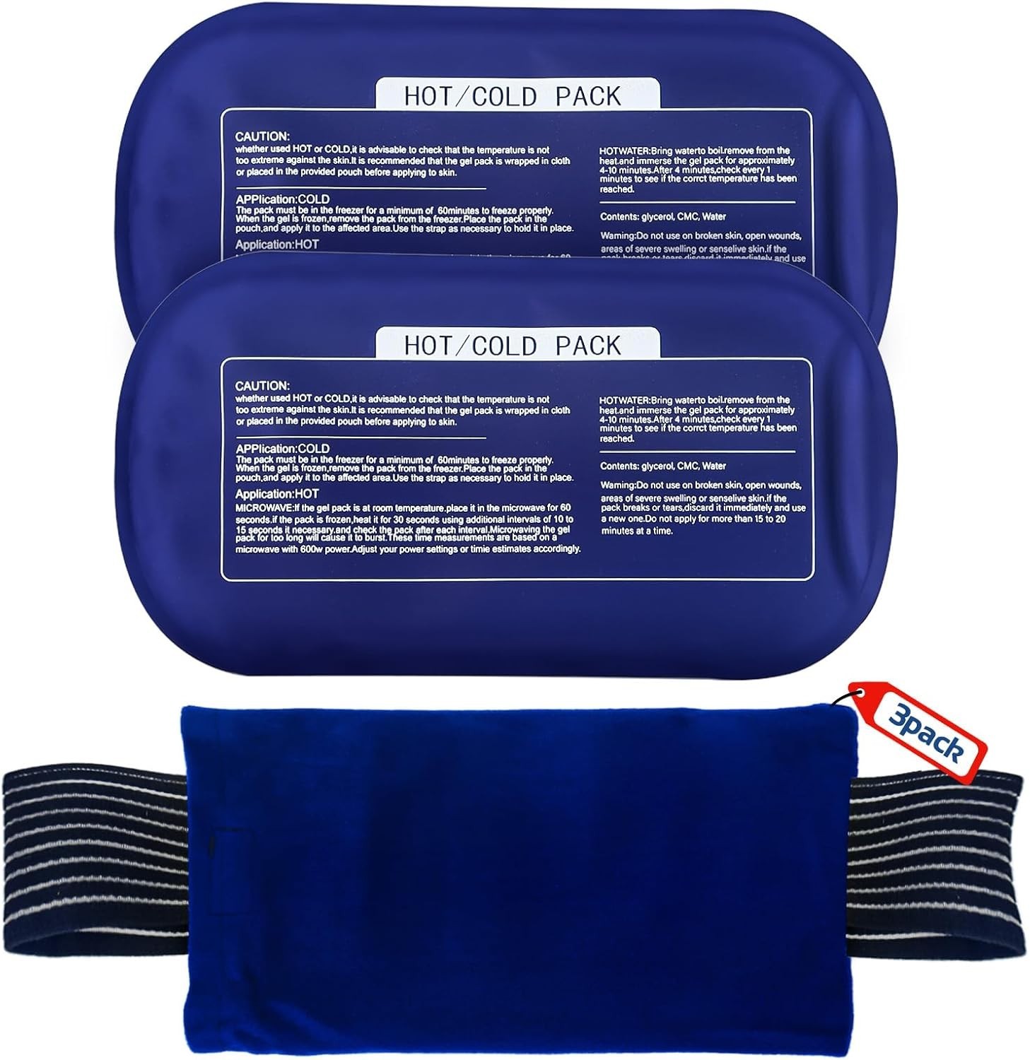 3 Pack Reusable Hot and Cold Ice Packs for Injuries, Knee 3 - Middle.