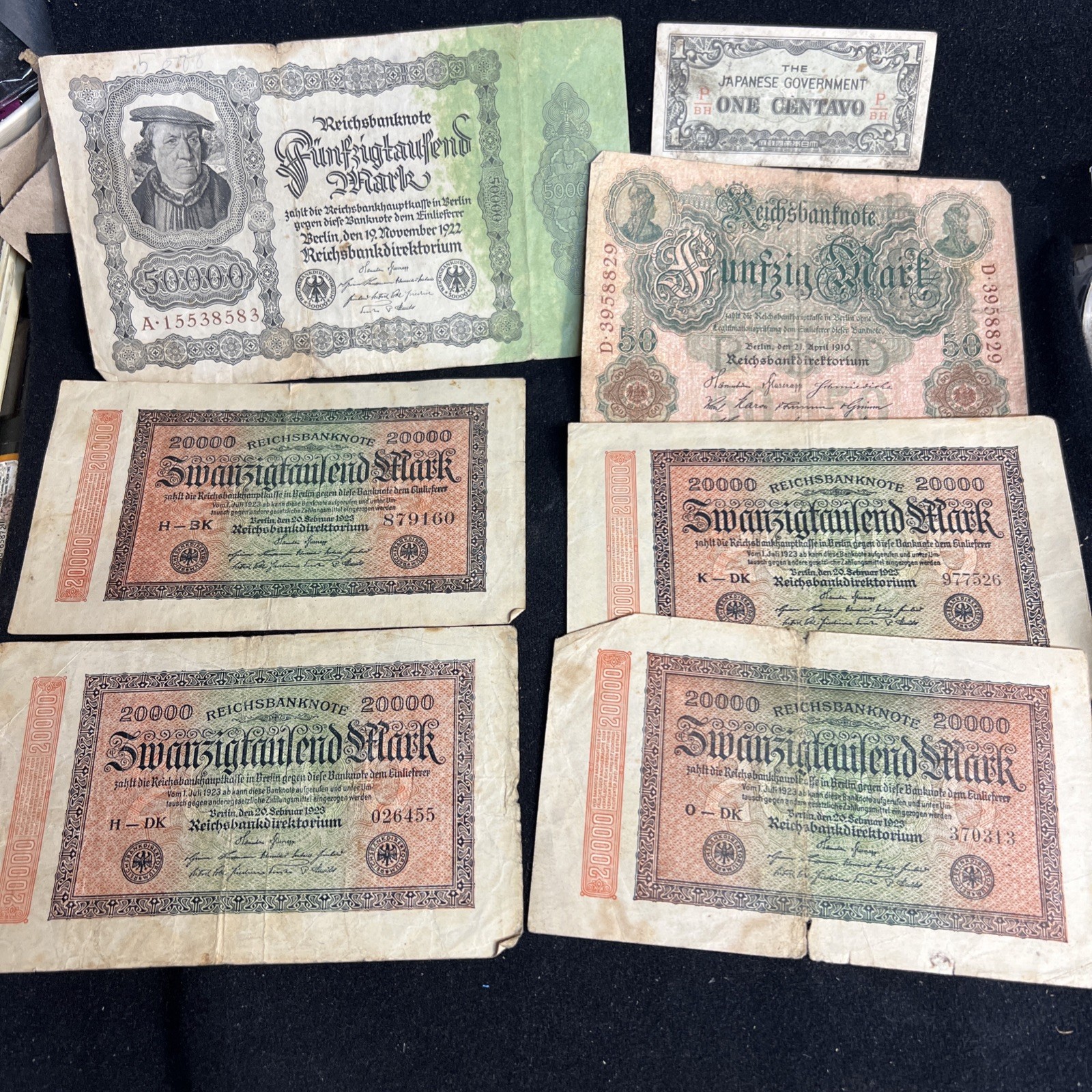 6 Pc GERMANY Weimar Republic 1920s MIXED Mark Currency German Banknotes 6 Pieces