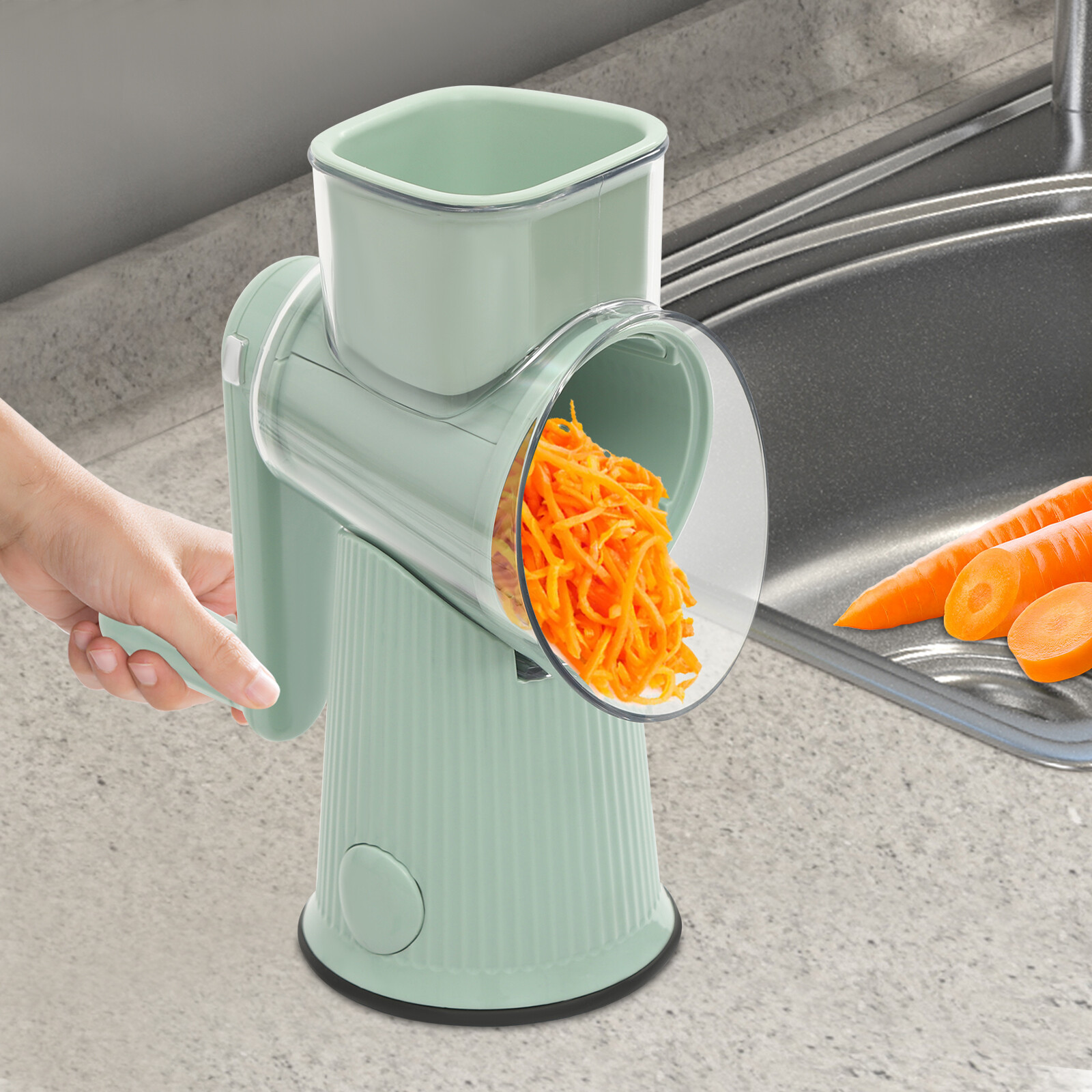 3 In 1 Vegetable Fruit Slicer Cutter Shredder Food Manual Rotary Grater Chopper