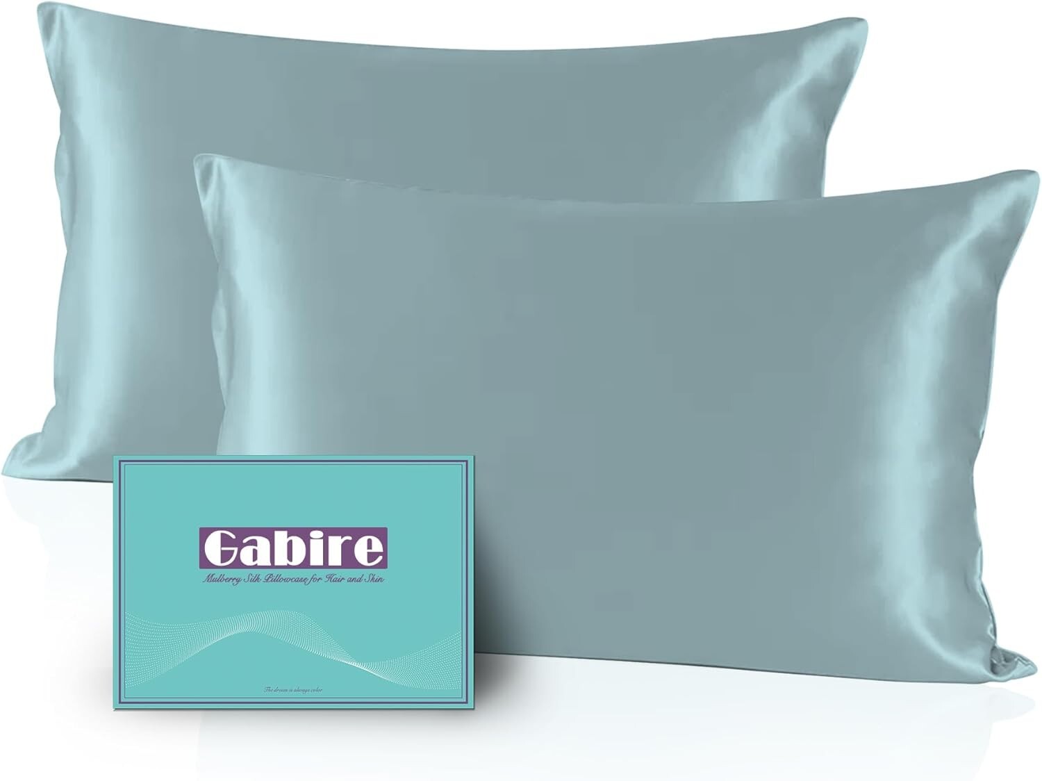 Silk Pillowcases Set of 2, Haze Blue, Queen (20"×30") for Hair & Skin
