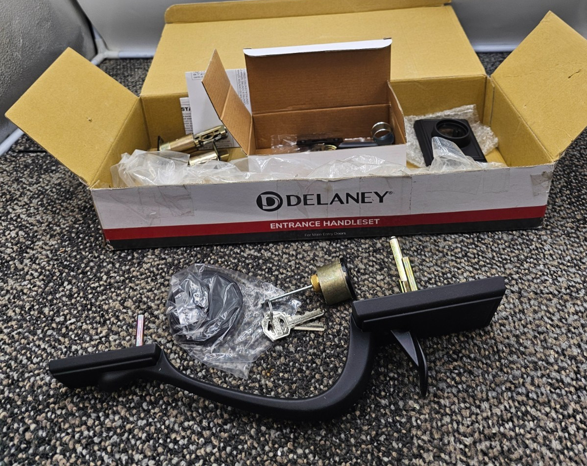 DELANEY 240607 BP400-KN-US19 ENTRANCE HANDLESET BLACK DOOR HANDLE