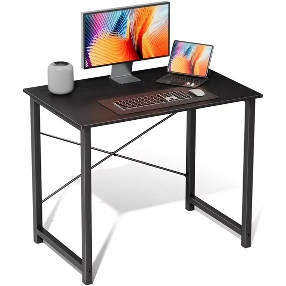 Small Computer Desk Writing Desk with Storage Bag Iron Hook Metal Frame for Home