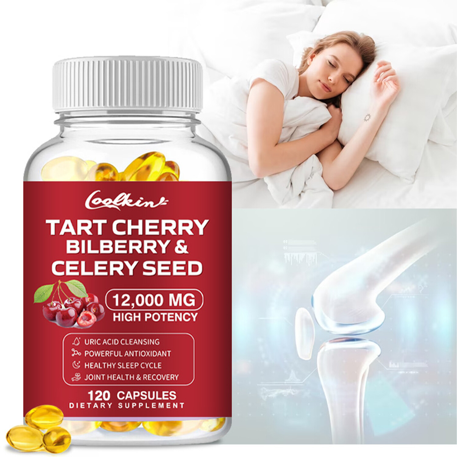 Tart Cherry Bilberry & Celery Seed - Uric Acid Cleanse, Kidney & Joint Health,