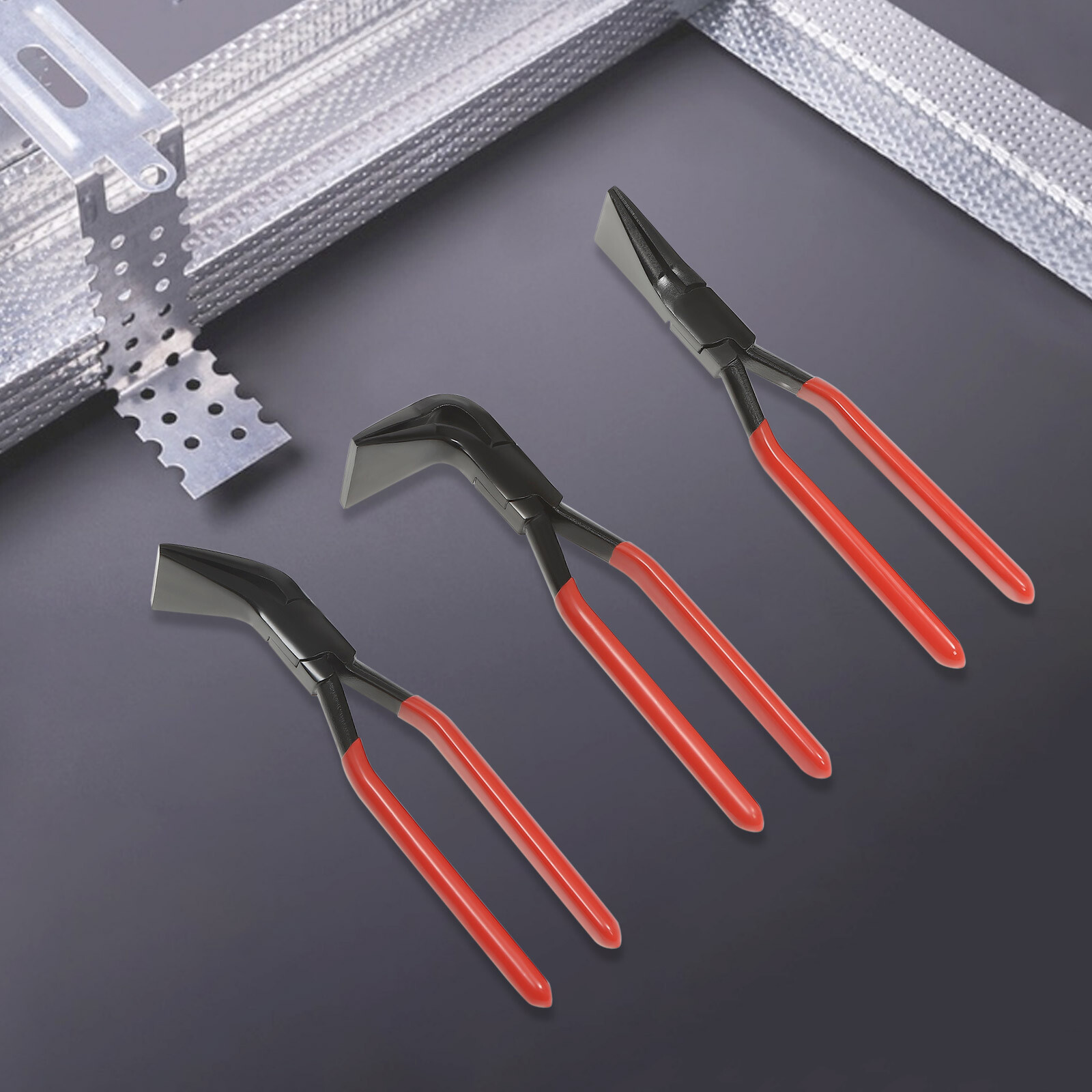 3-Pieces Straight & 45° & 90° Hand Seamers Sheet Metal Tool Non-Slip Handle