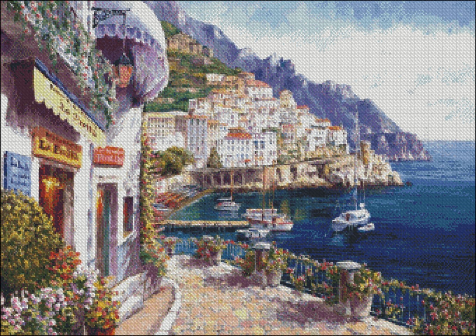 Afternoon in Amalfi - Chart Counted Cross Stitch Patterns Needlework DMC Color
