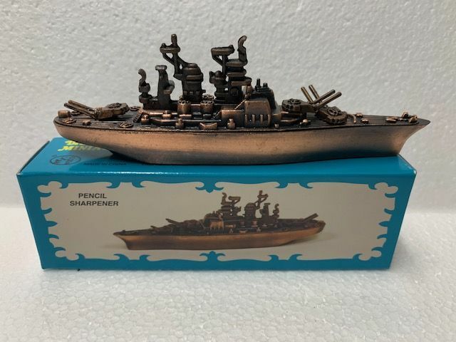 BATTLESHIP BRONZE DIE CAST METAL COLLECTIBLE PENCIL SHARPENER NEW / BOX