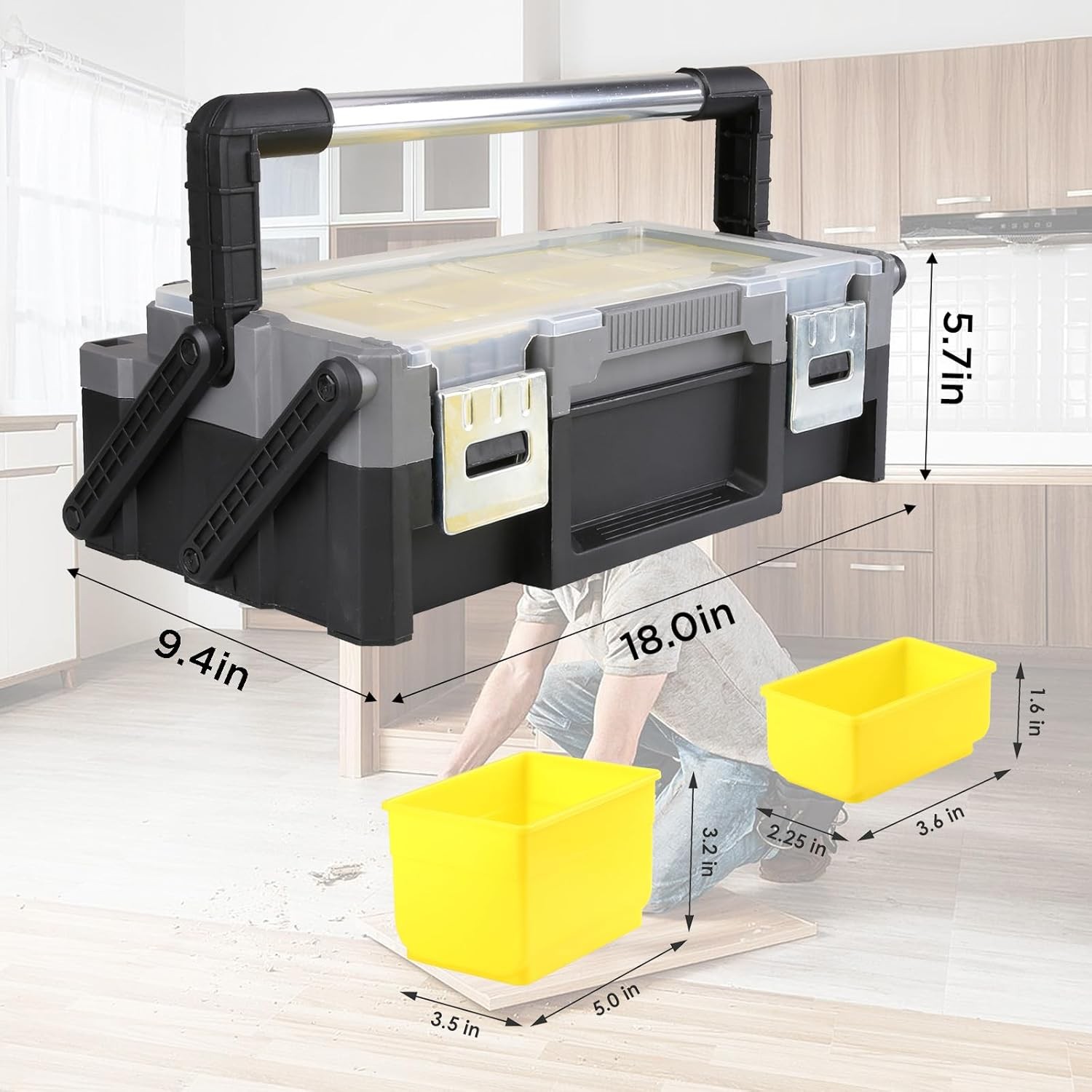 Olympia Tools 18 Inch Portable Plastic Cantilever Tool Box Organizer