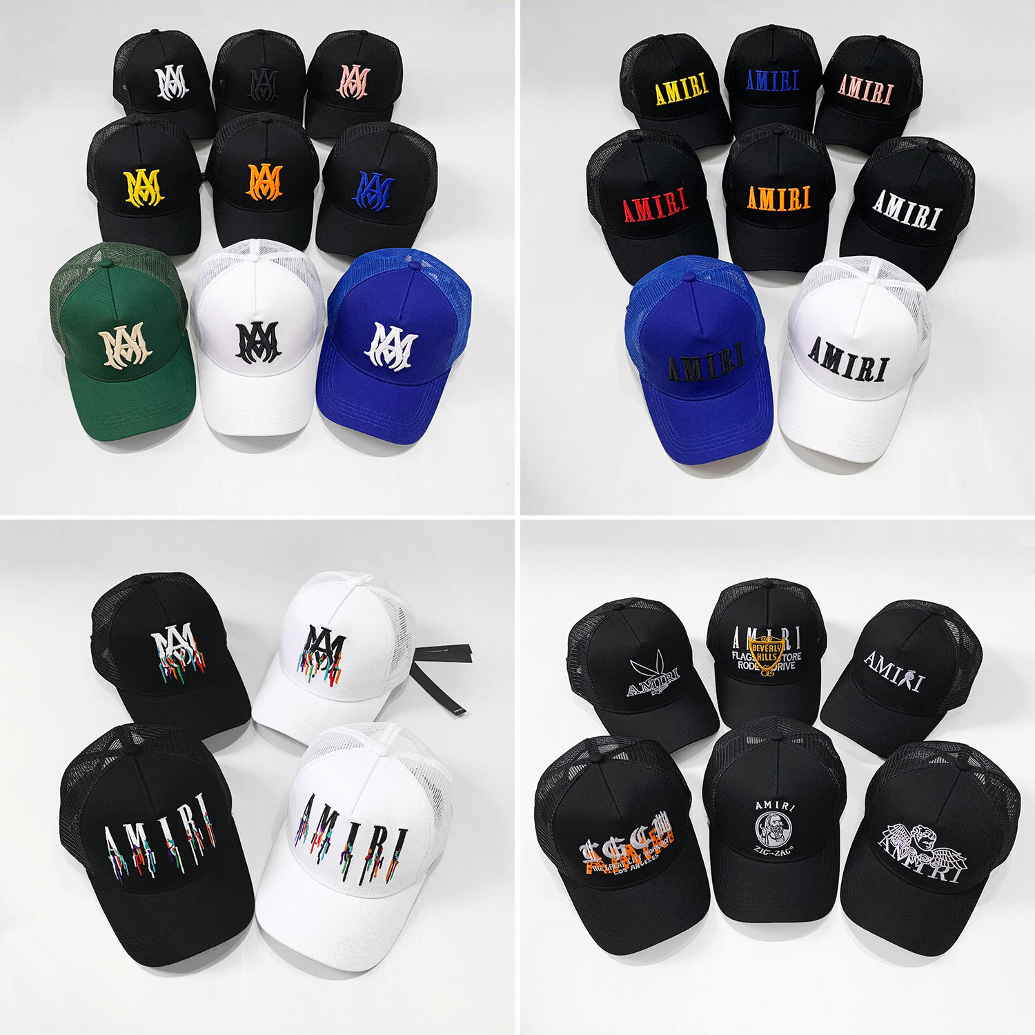 Mens Womens AM Logo Embroidered Trucker Cap MA Baseball Cap