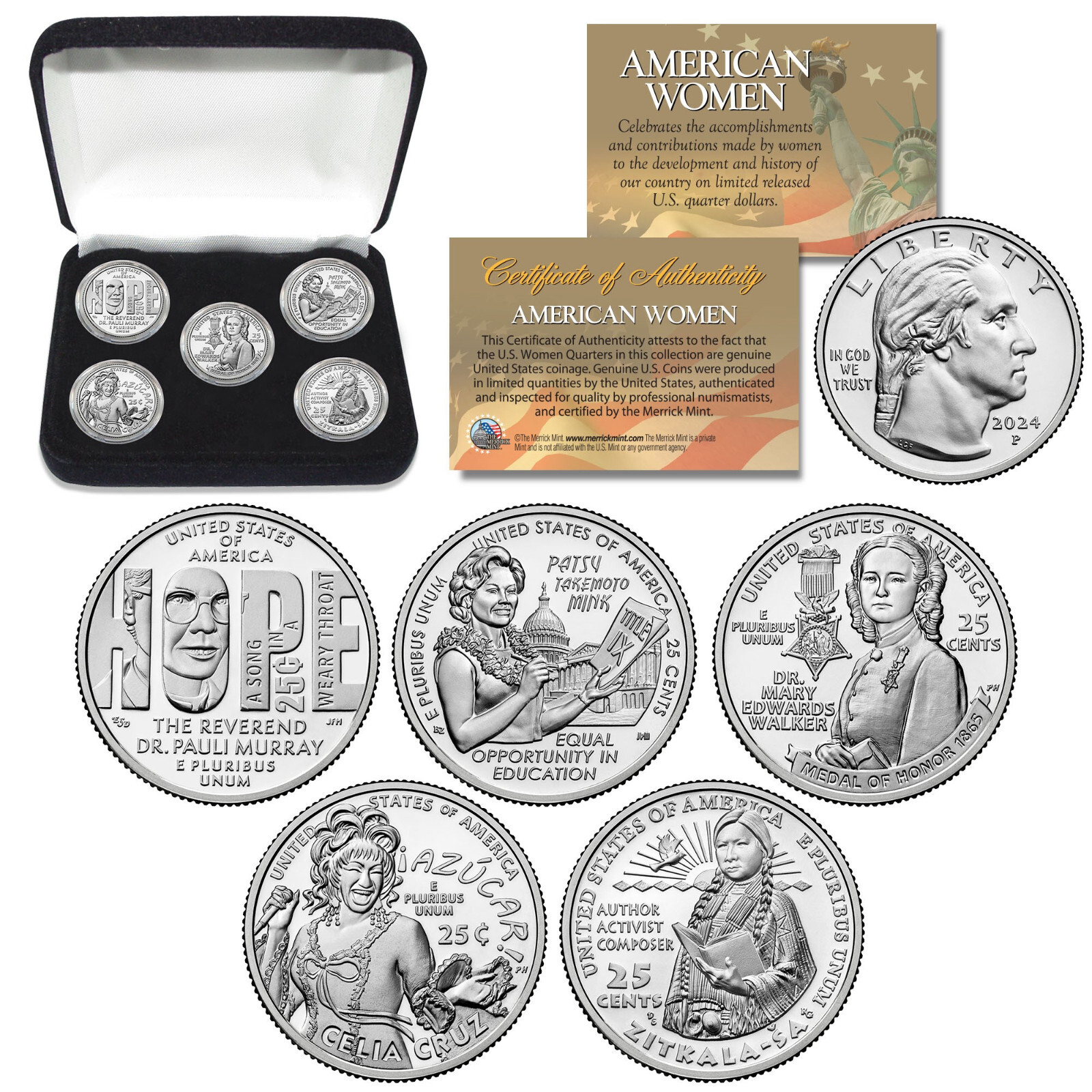 2024 American Women Quarters US Mint 5-Coin Full Set in Capsules w/ BOX (P-Mint)