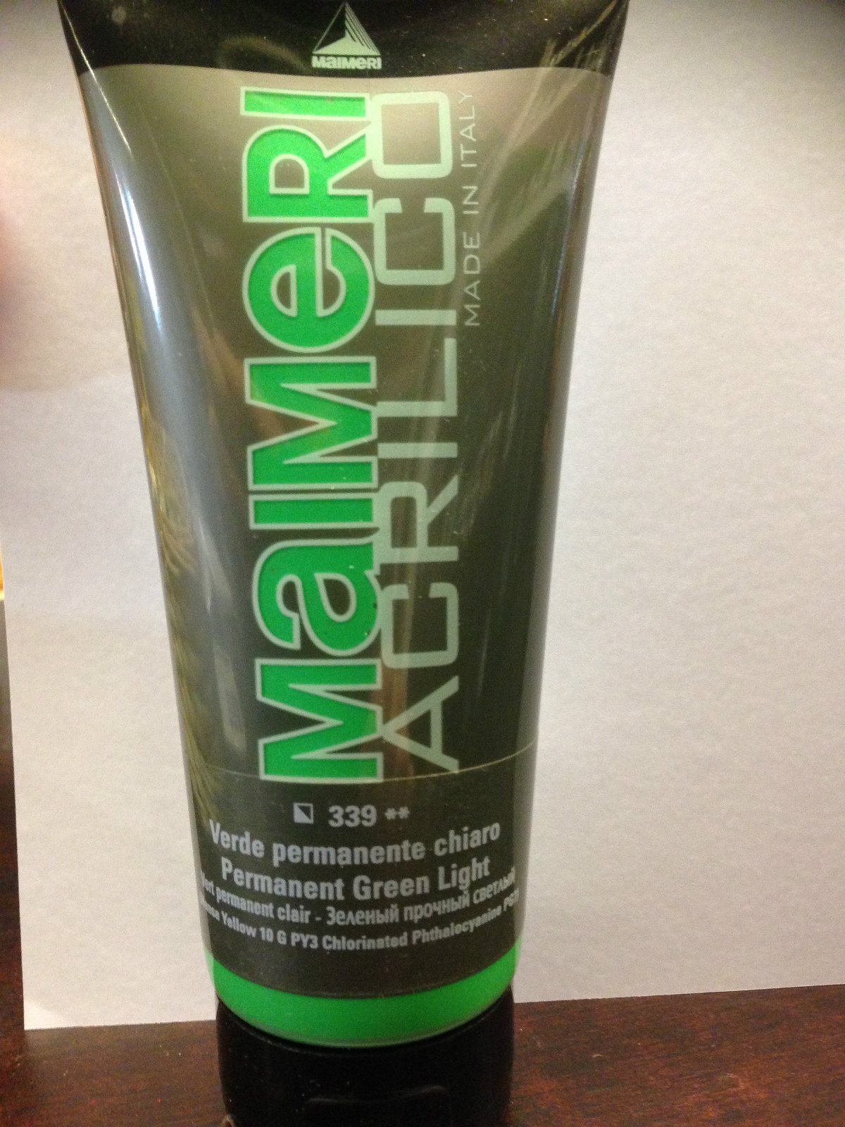 LIGHT PERMANENT GREEN ACRYLIC COLOR 339 MAIMERI ML 200 CANVAS DECORATION