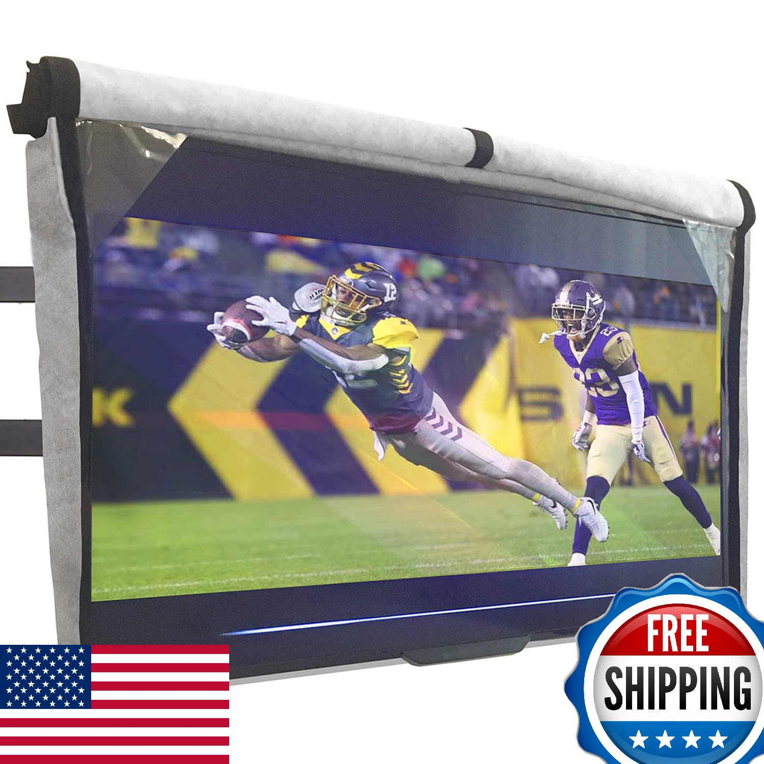 Outdoor TV Cover 55 inch Weatherproof Waterproof Protection Front Flap Bottom Co