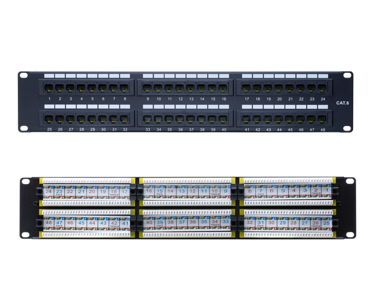 Cat6 UTP Patch Panel 48 Ports 110Type RJ45 Ethernet LAN Network Rack Wall Mount
