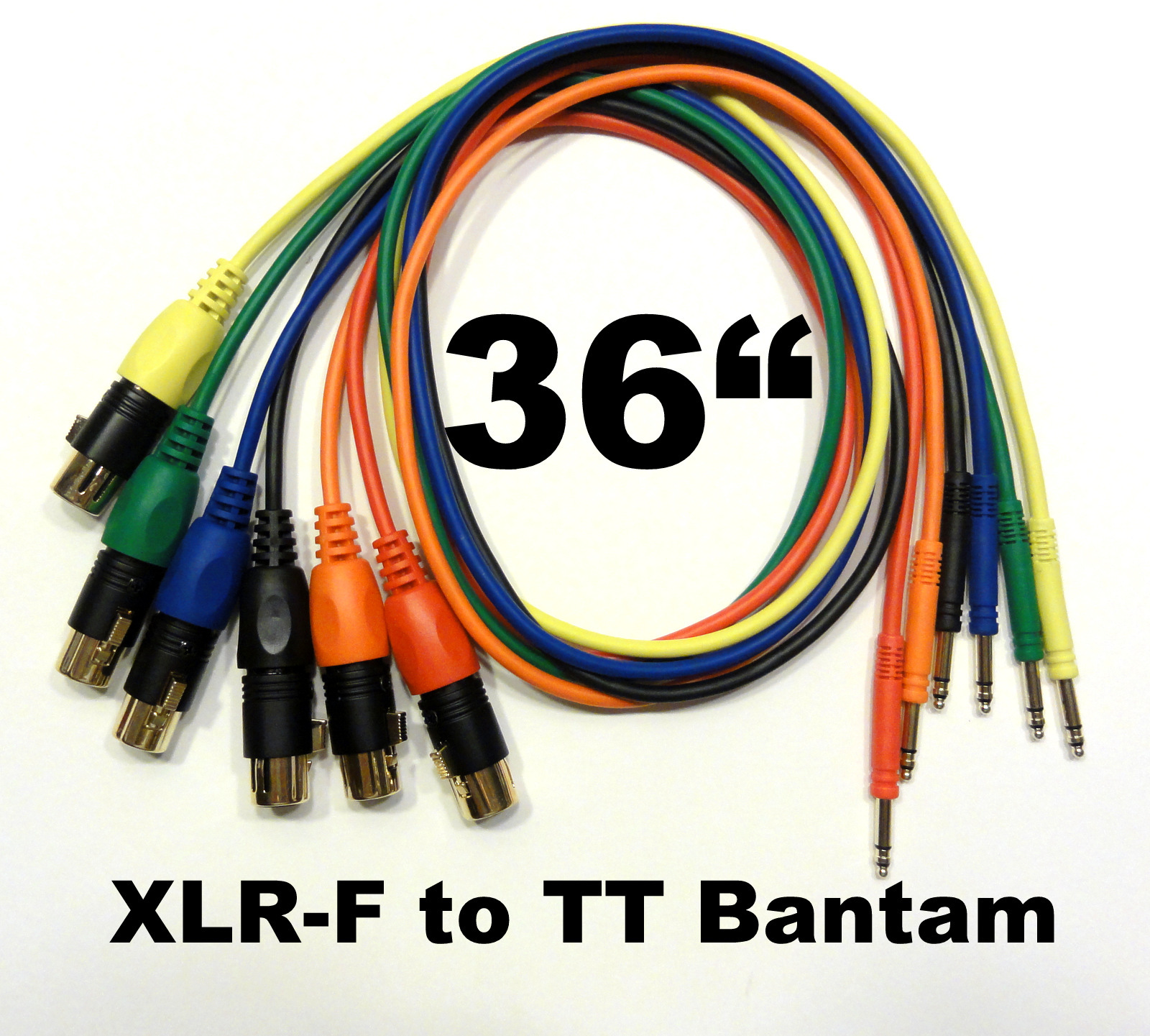 6 NEW GOLD TT BANTAM to XLR-F Female PATCH CABLES 36" Cords