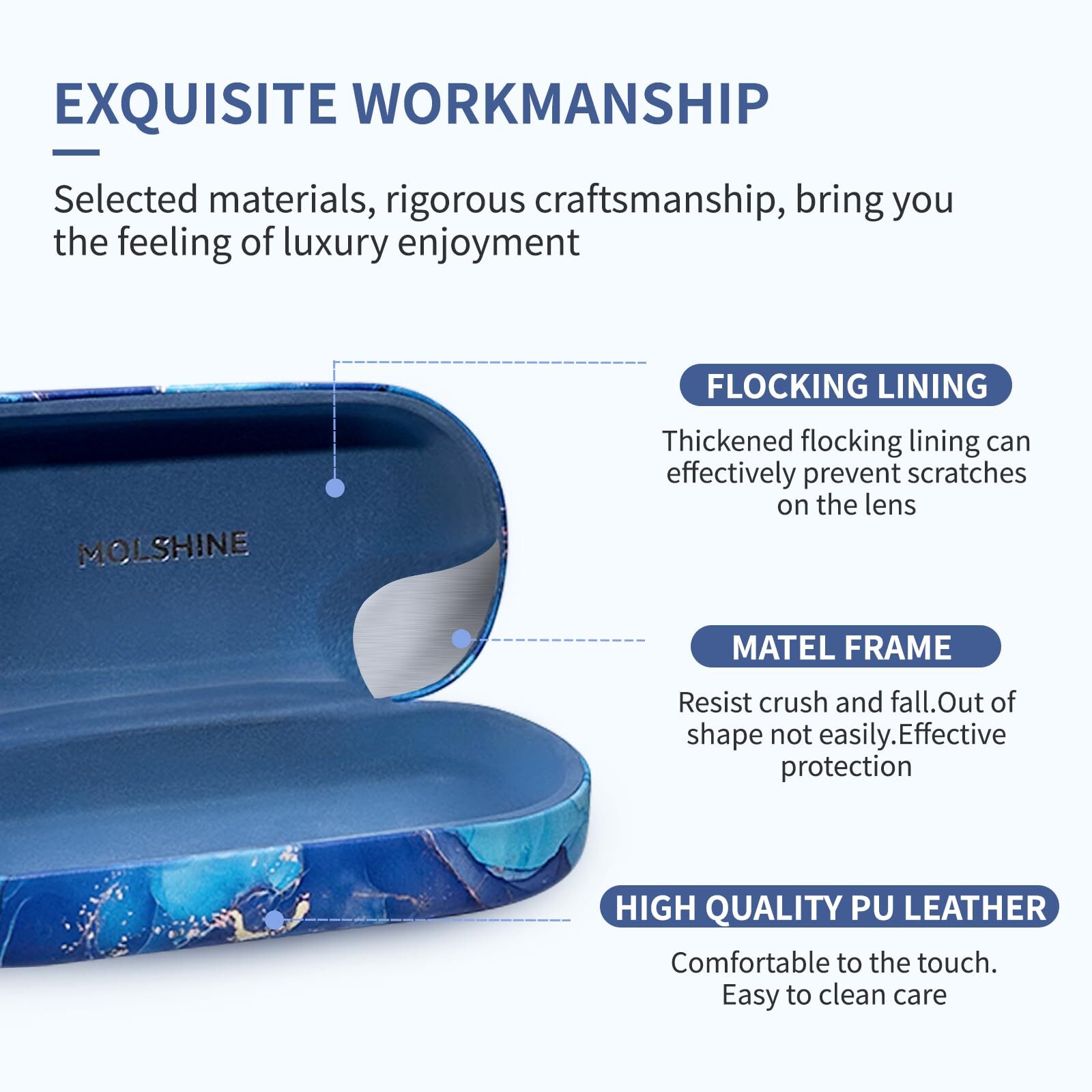 molshine Hard Shell Leather Sunglasses CaseClassic Large Glasses Case for Wom...