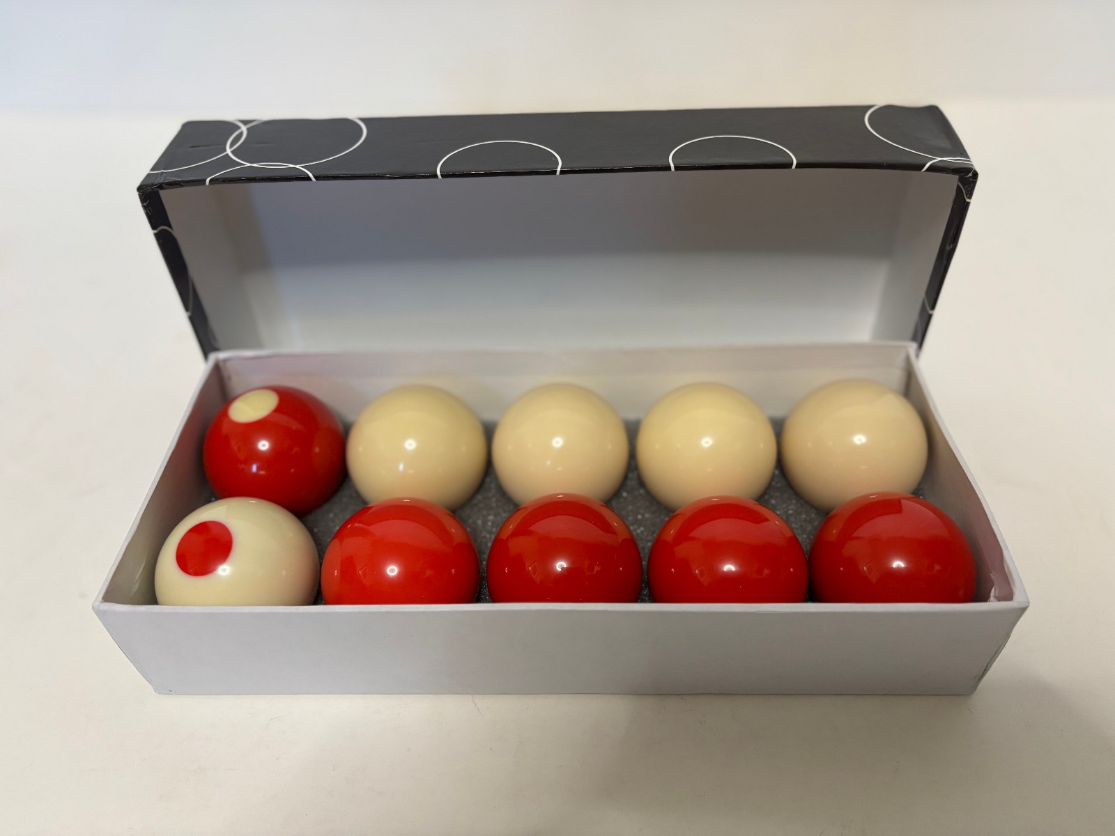 SET OF 10 BUMPER POOL BALLS IN ORIGINAL BOX VERY GOOD CONDITION