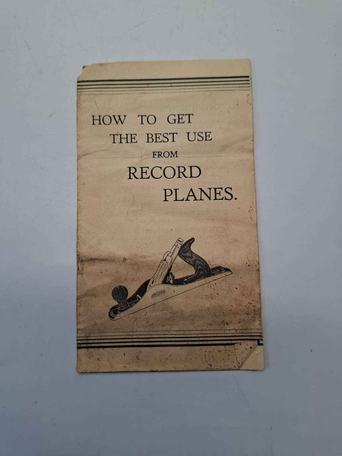 Orig. "How to Get the Best Use from Record Planes" Pamphlet Vintage RARE