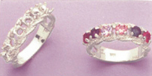 (6) 3.5mm Round Silver Mother's Pre-Notched Ring Setting Size 5, 6, 7 & 8