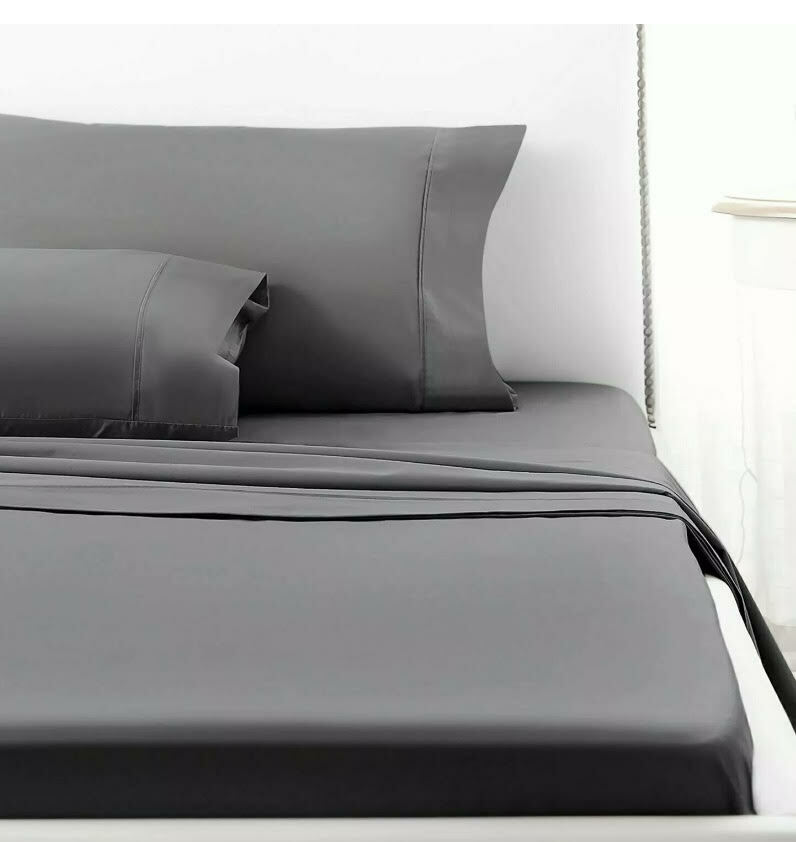 Clearance!!! Cotton Grey Quilt Cover Set, Flat/Fitted Sheet, Pillow Cases