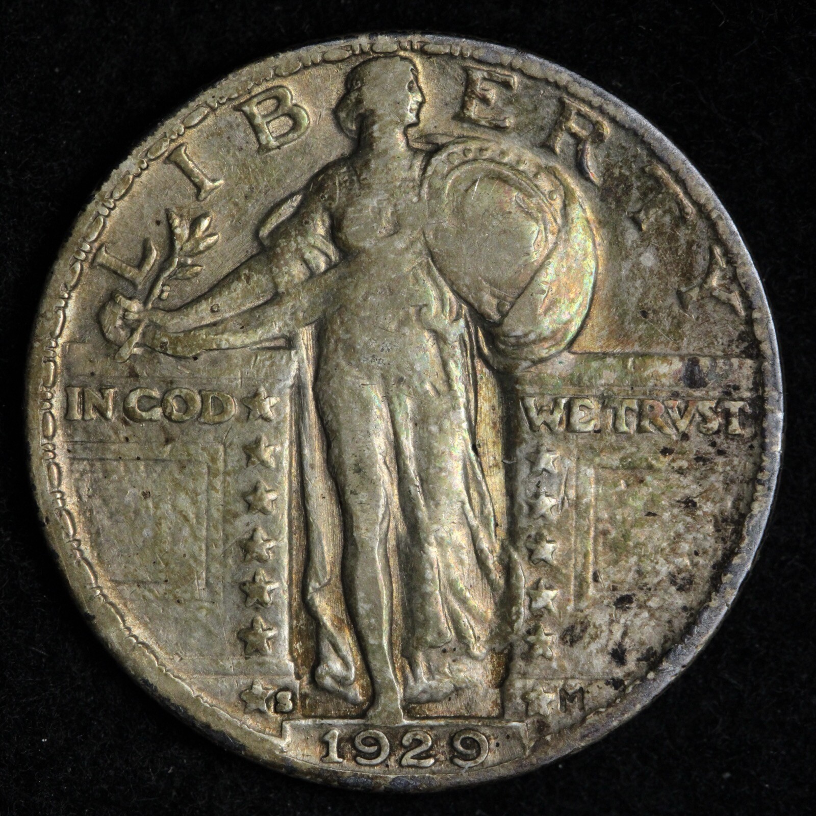 1929-S Standing Liberty Silver Quarter CHOICE XF TONED E359 JL