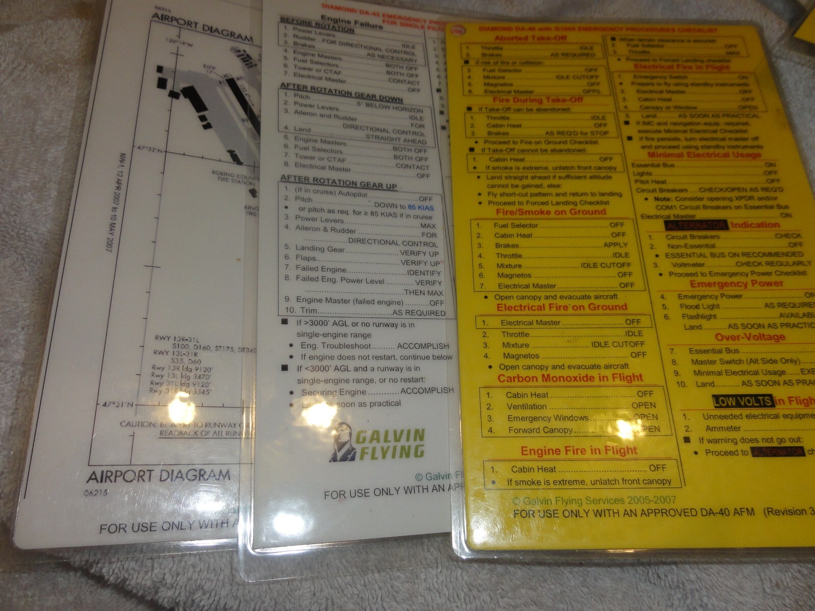 NEW Diamond DA40 DA42 G1000 Aircraft Pilot Procedure Checklist Laminated Cards