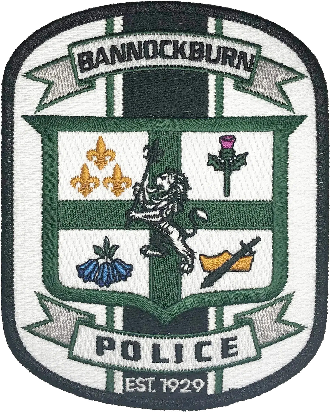 BANNOCKBURN POLICE DEPARTMENT SHOULDER PATCH: White Background