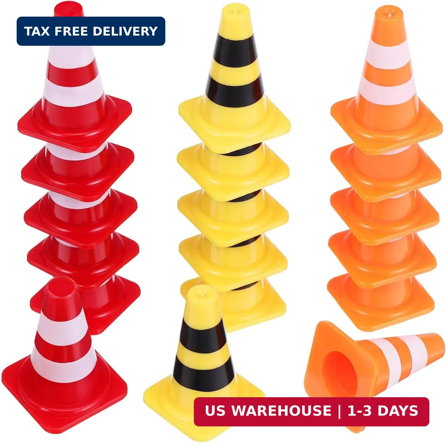 NUOBESTY 30pcs Mini Plastic Traffic Cones, Tiny Simulation Safety Training Roadb