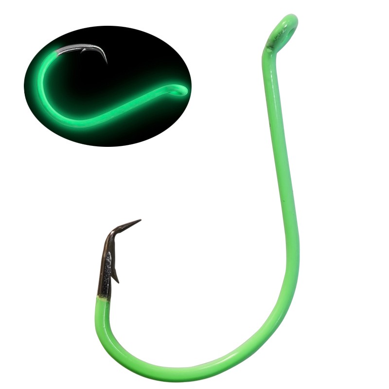 20Pcs Luminous Circle Hooks 1/0-10/0 Saltwater Offset Bass Trout Fishing Hook