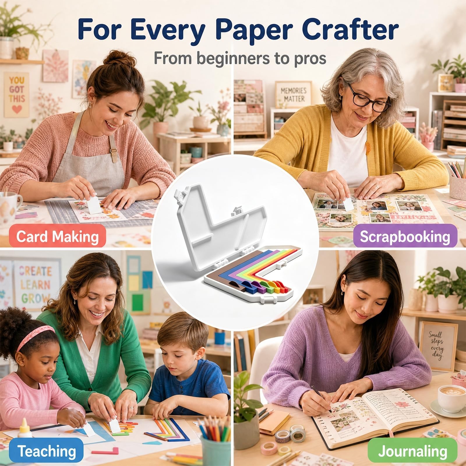 7-Piece Paper Craft Alignment Tool Set for Precision Spacing & Layout Adjustment