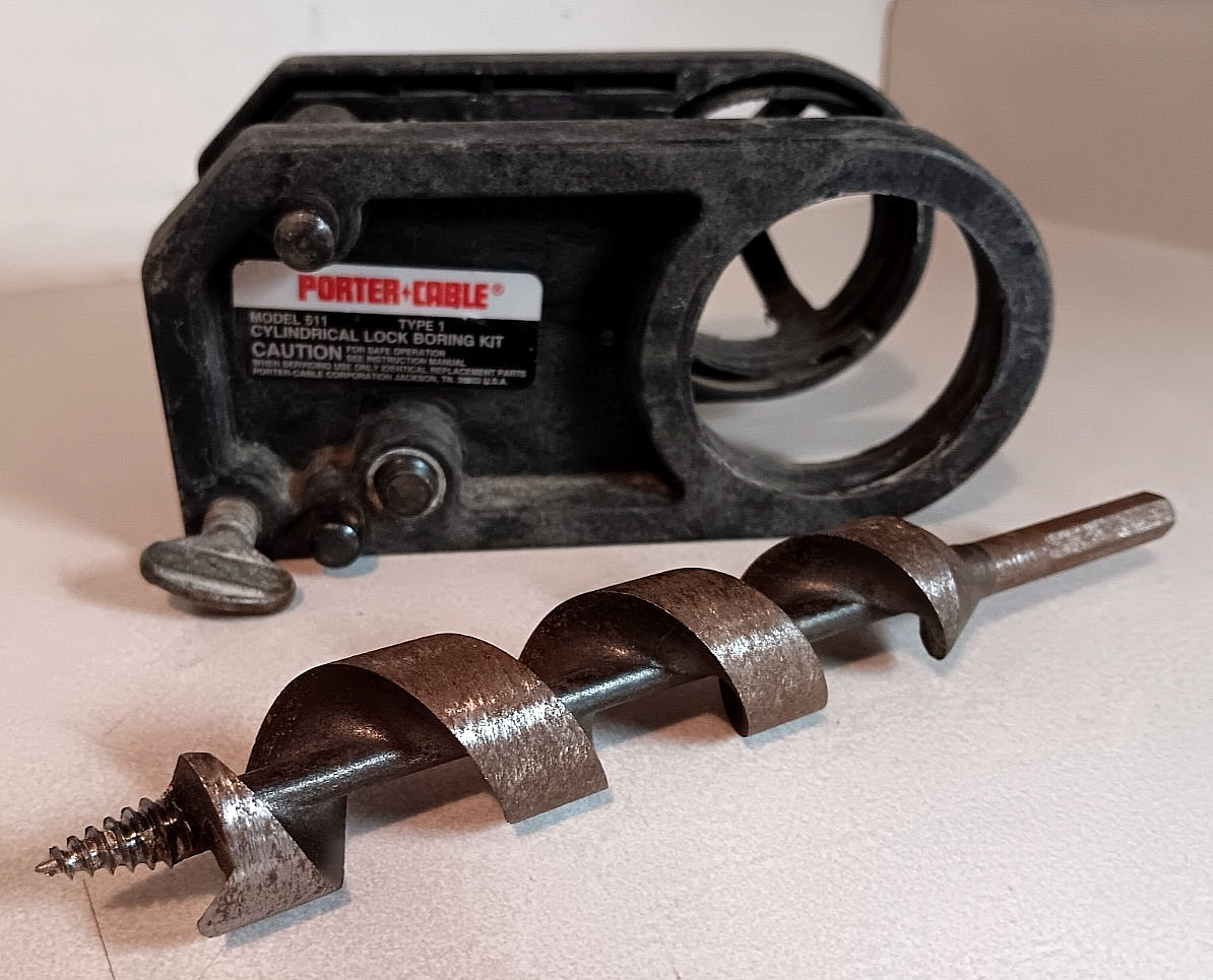 PORTER CABLE 511 CYLINDRICAL LOCK BORING JIG WITH 1" BORING BIT