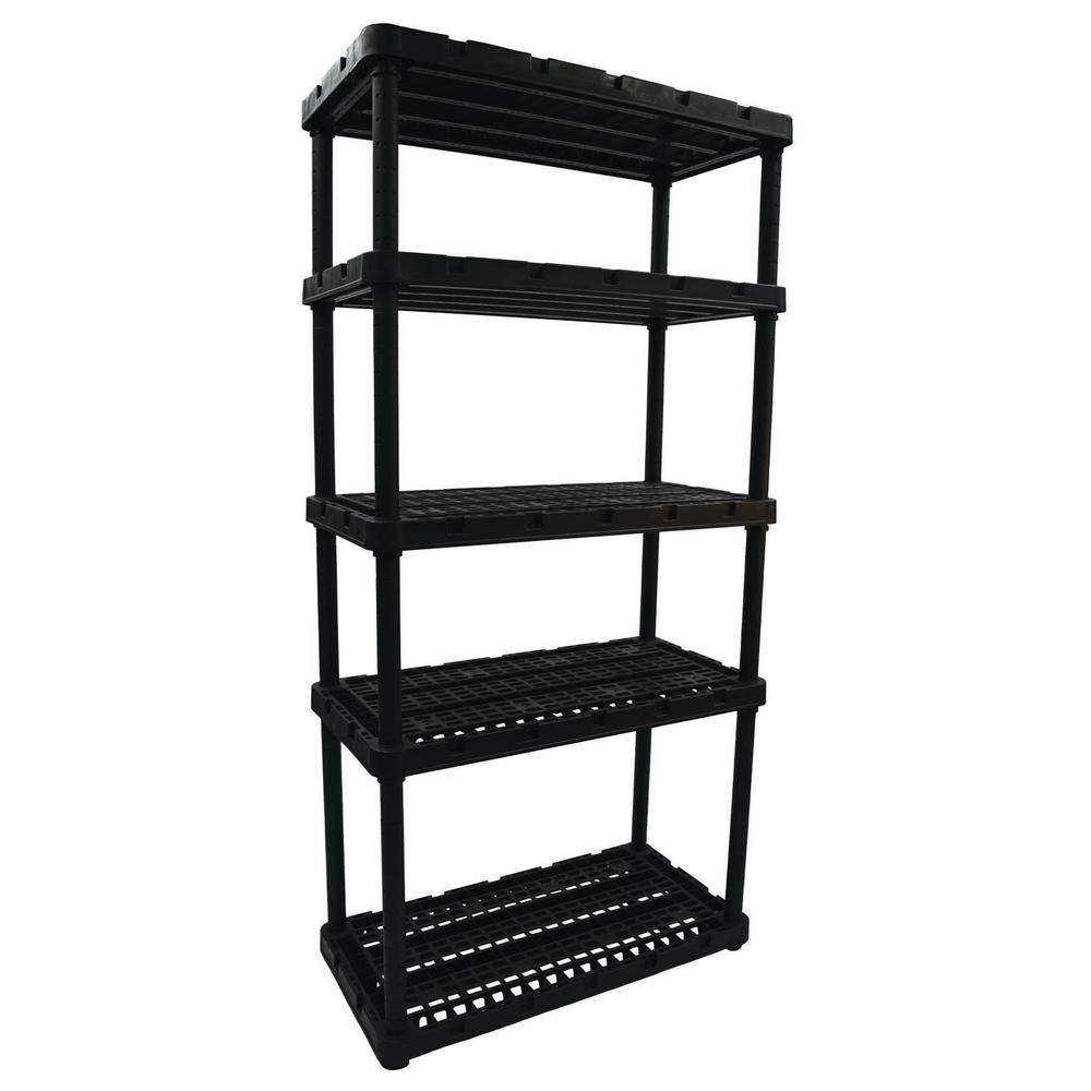 36"x72"x18" 5 Tier Adjustable Plastic Shelf Heavy Duty Utility Garage Organizer