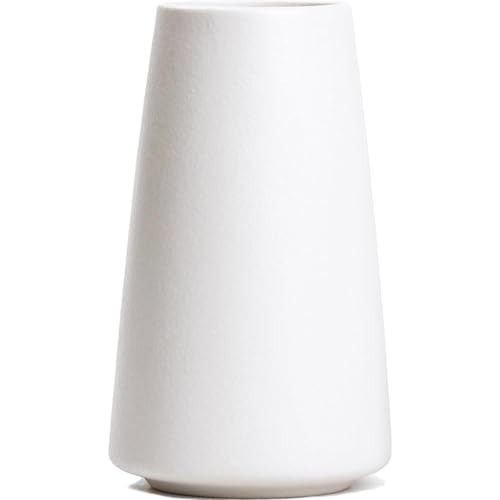 Bright White Vase - 6“ White Ceramic Flower vase, Boho Vases Small Solid White