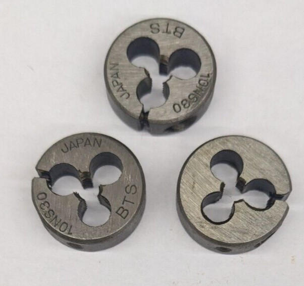 3 BTS #10-30 NS Round Die 13/16" OD Screw Adjustable Die Carbon Steel Japan