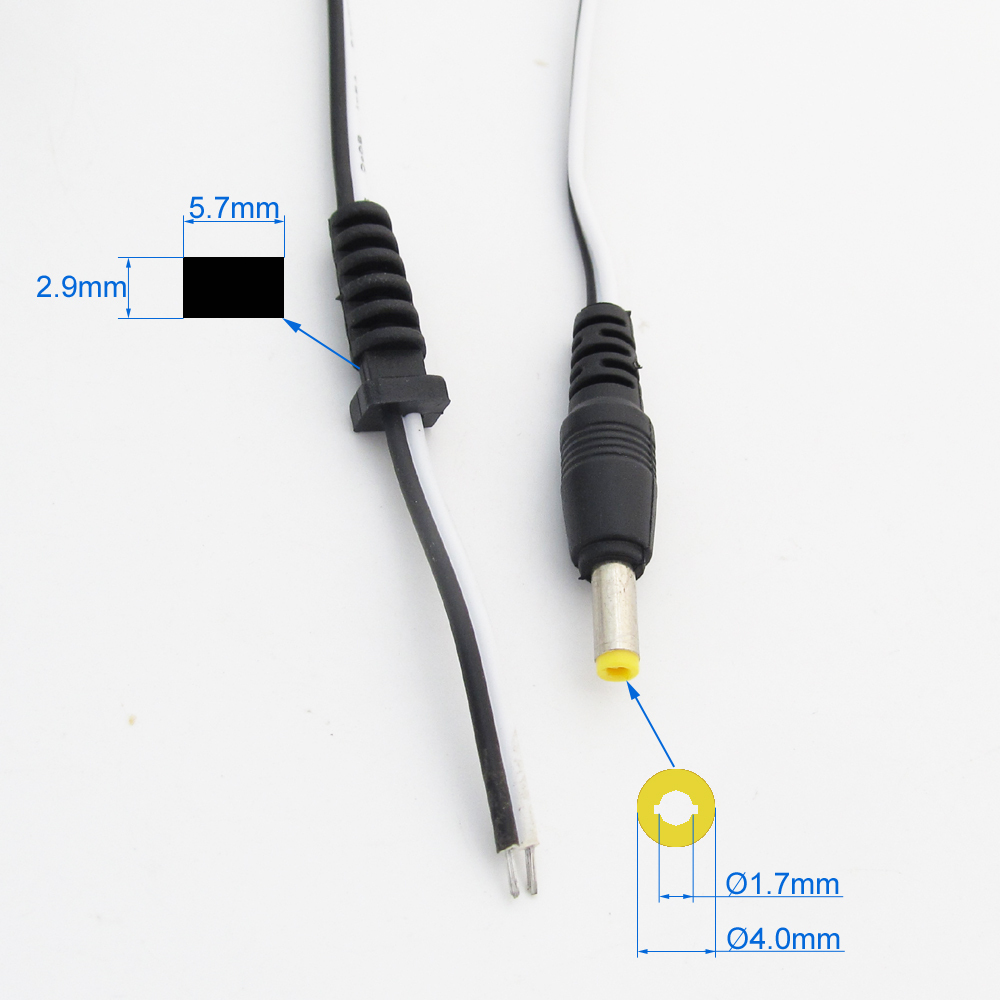 1pc 5ft/1.5M DC Power Cable 4.0x1.7mm DC Tip Male Plug CCTV Cord Cable 22AWG