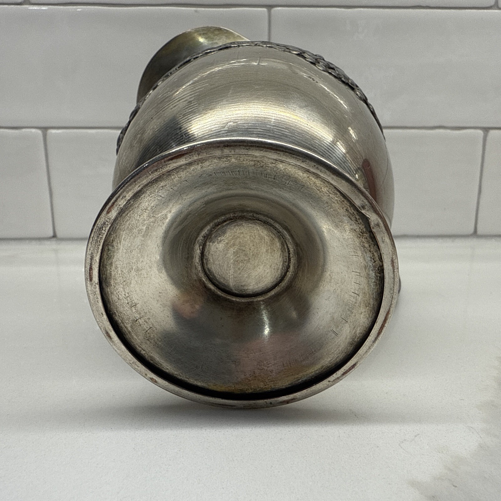 Vintage Silver On Copper Creamer Pitcher 4.5”
