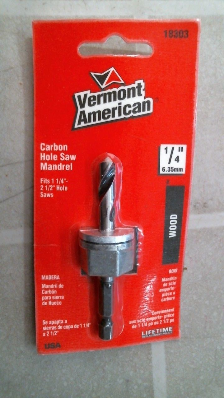 Vermont American 18303 1/4" Carbon Hole Saw Mandrel, FREE SHIPPING