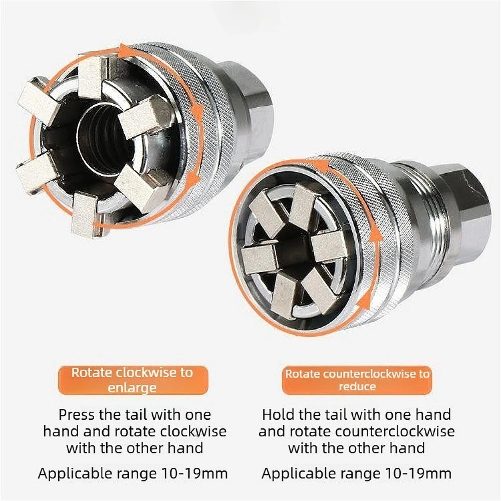 10-19mm Universal Socket Tool Adjustable Multifunction Wrench Sleeve Adapter Kit