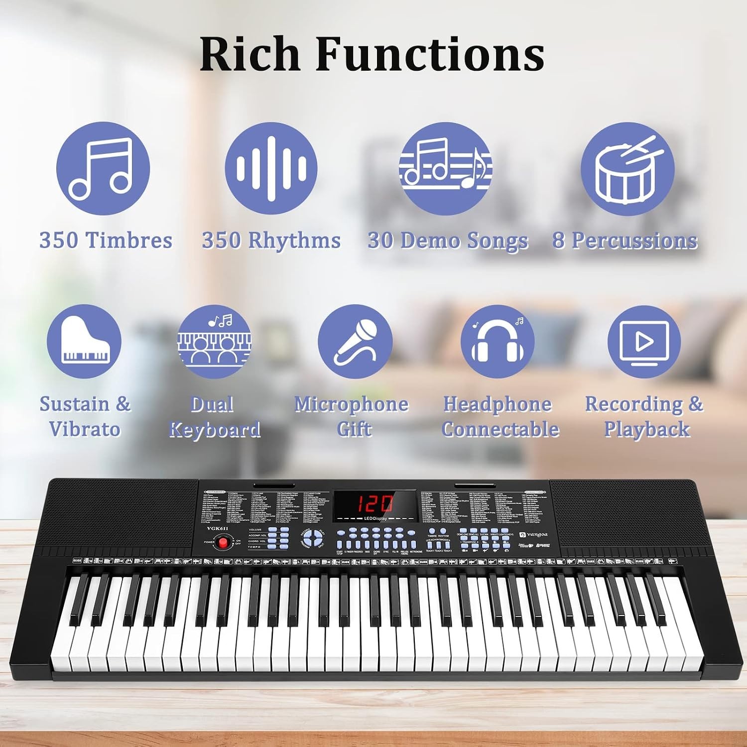 Durable 61-Key Keyboard with Teaching Modes
