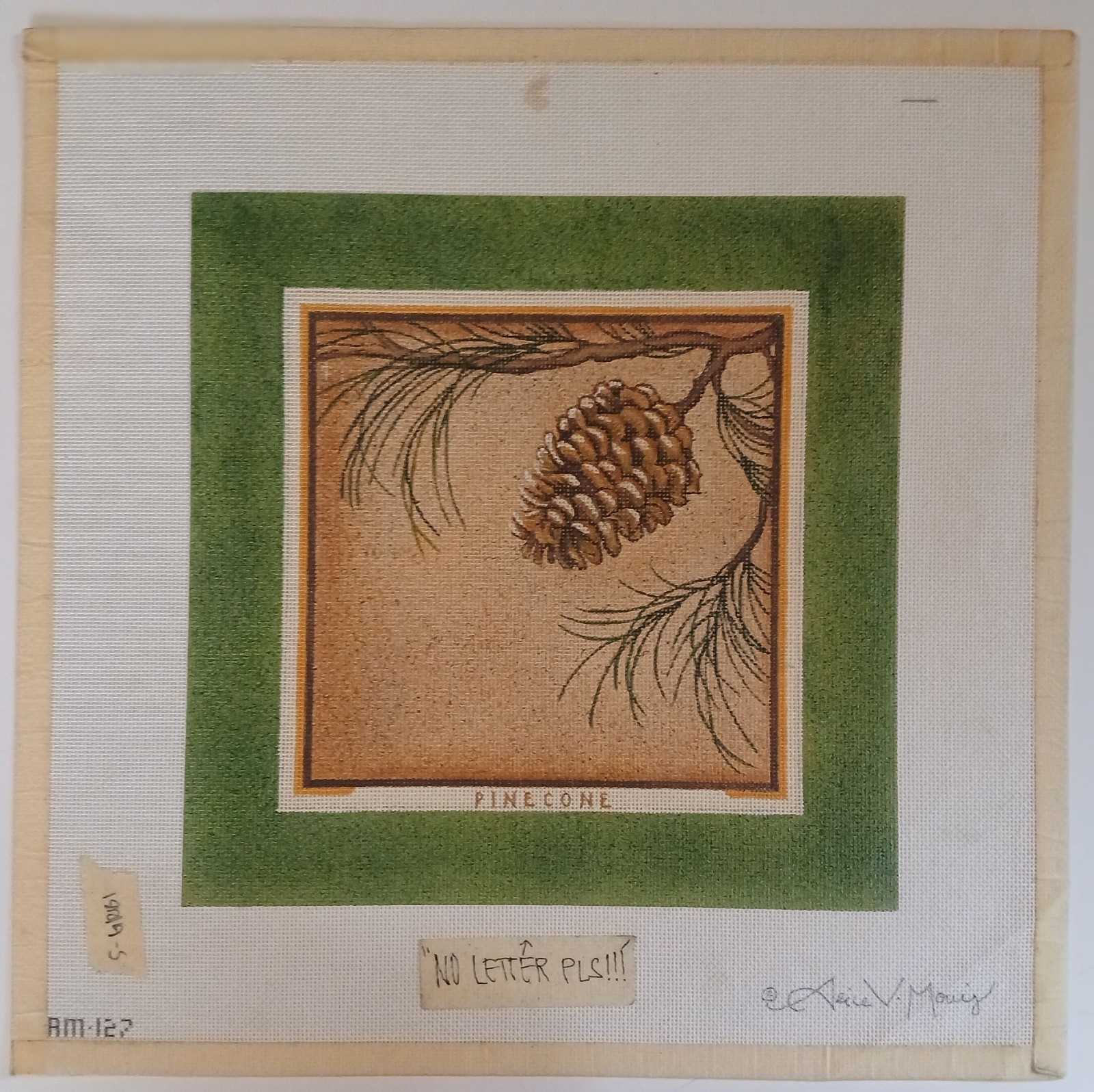 Rishfeld Designs Pinecone Alice Hand Painted Needlepoint Canvas**READ**