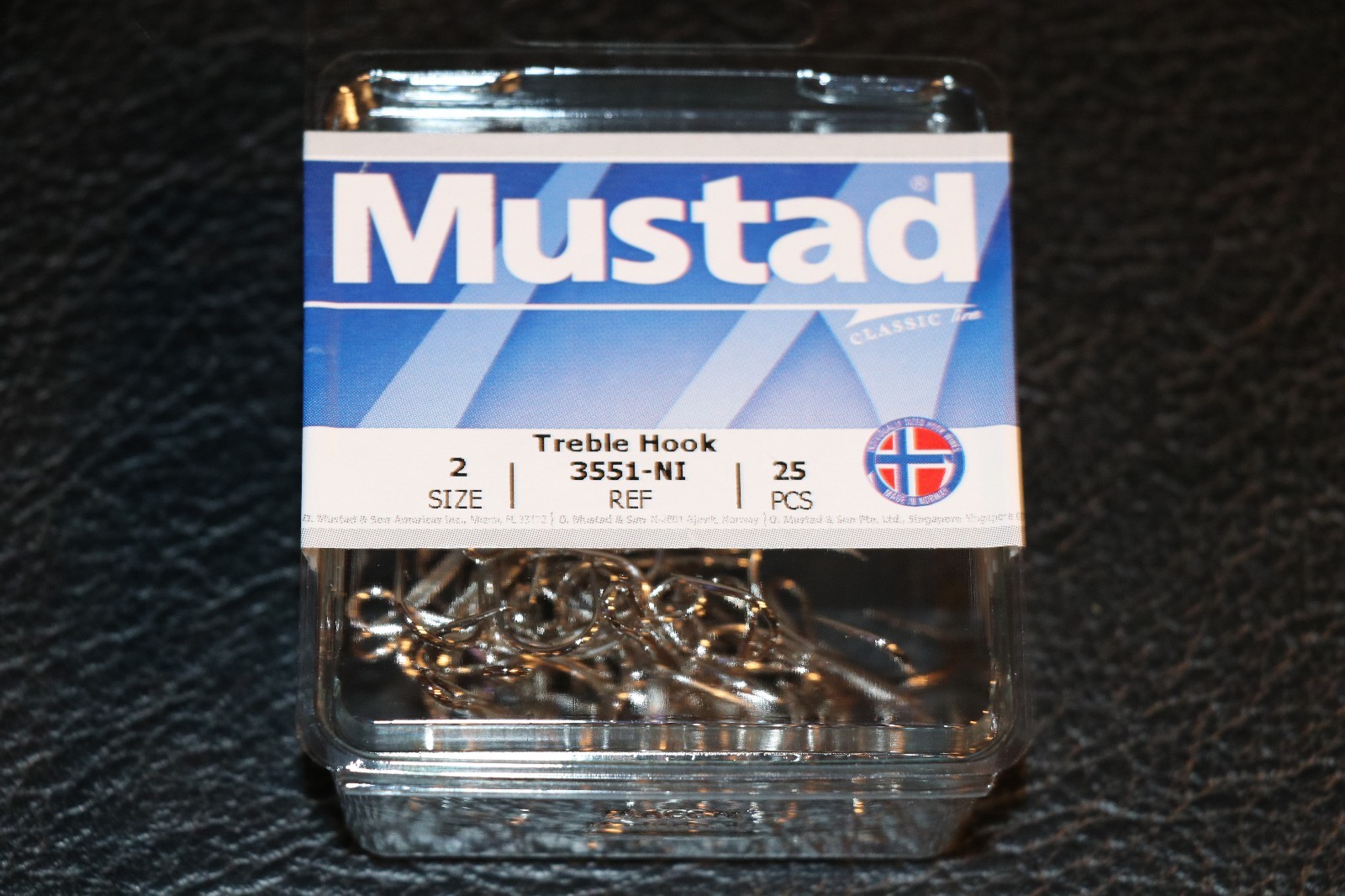 25 Pack Mustad 3551 Size 2 Nickel Ringed Style Treble Hook Hooks