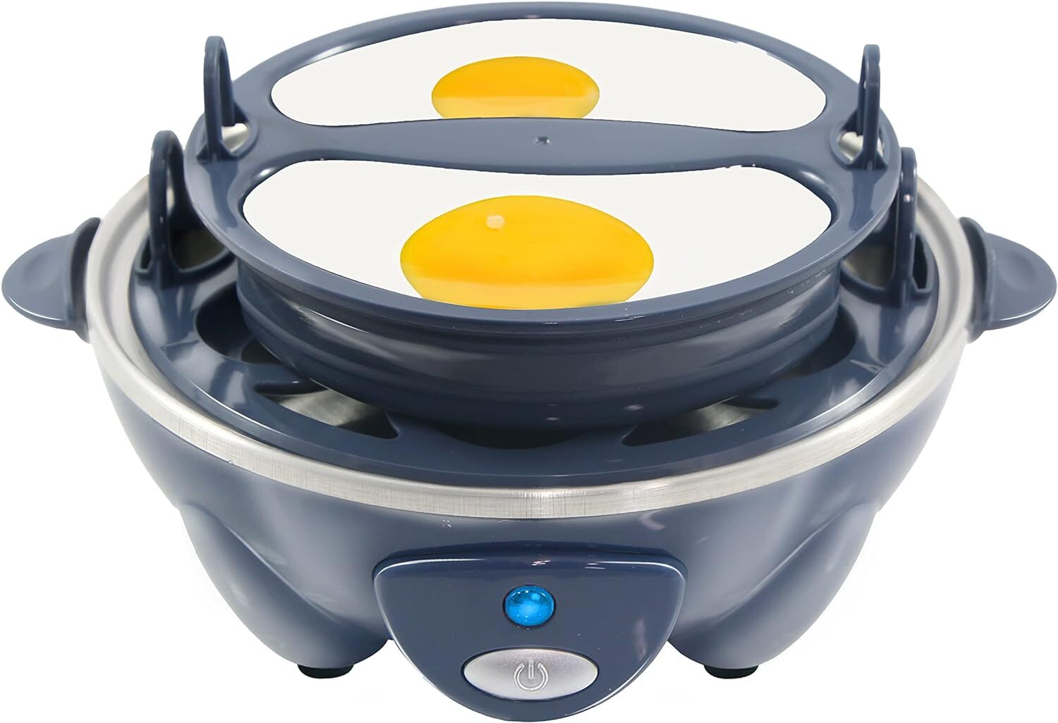 Elite Gourmet Easy Electric 7 Egg Capacity Soft, Medium, Grey Blue