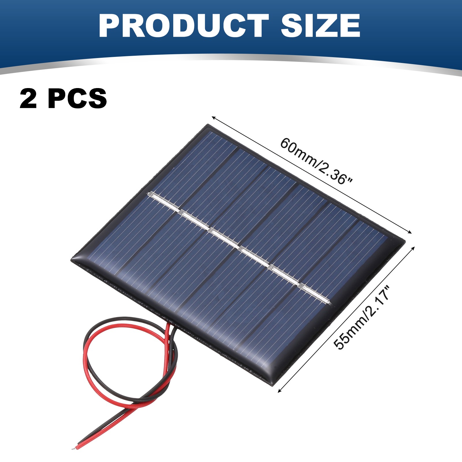 2Pcs 3V 0.33W 110mA Mini Solar Panels with Cable