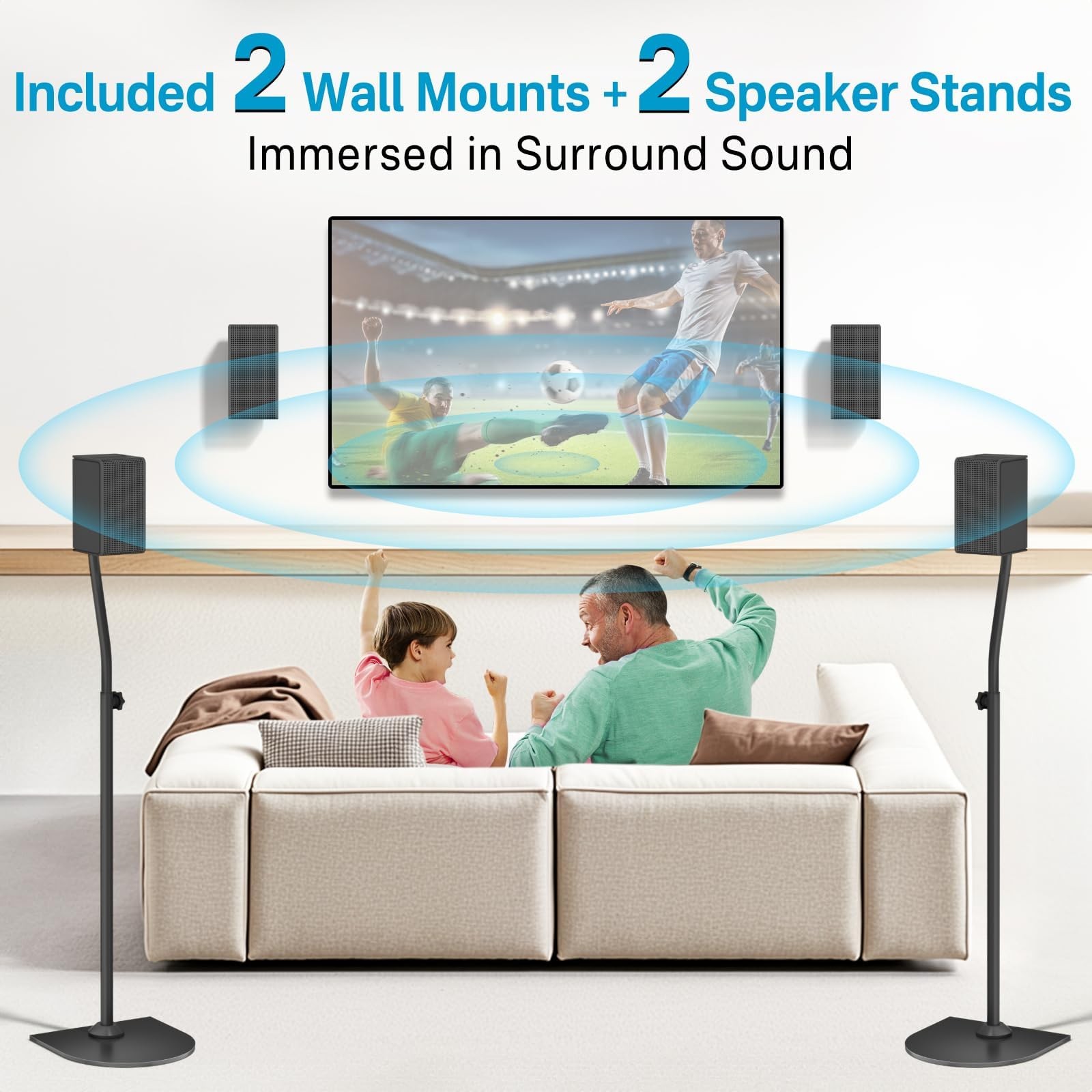 Speaker Stands for Vizio Pair with Wall Mount - Black