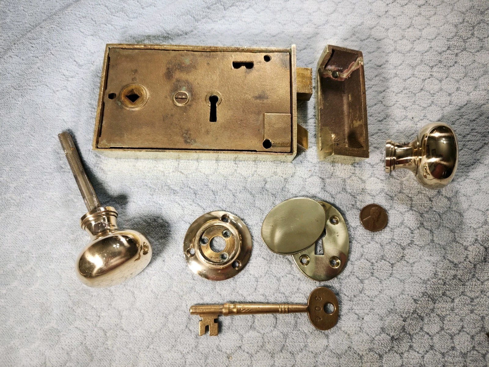 Brass Rim Lock Colonial Revival Russwin LH