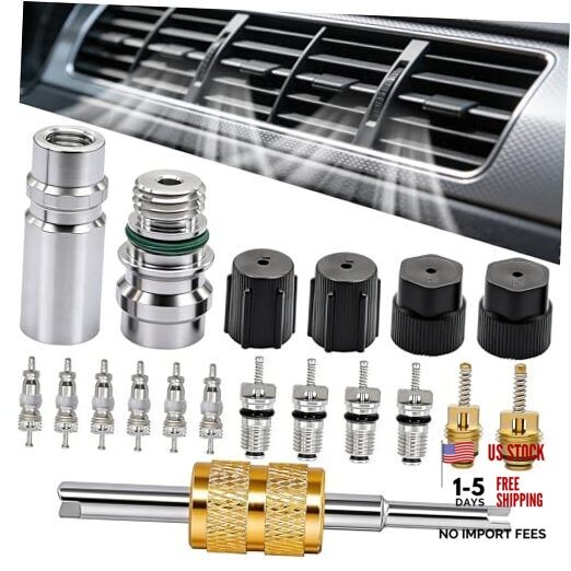 19PCS Air Conditioning Valve Core Kit - Car AC R12 R134a Teflon Seal