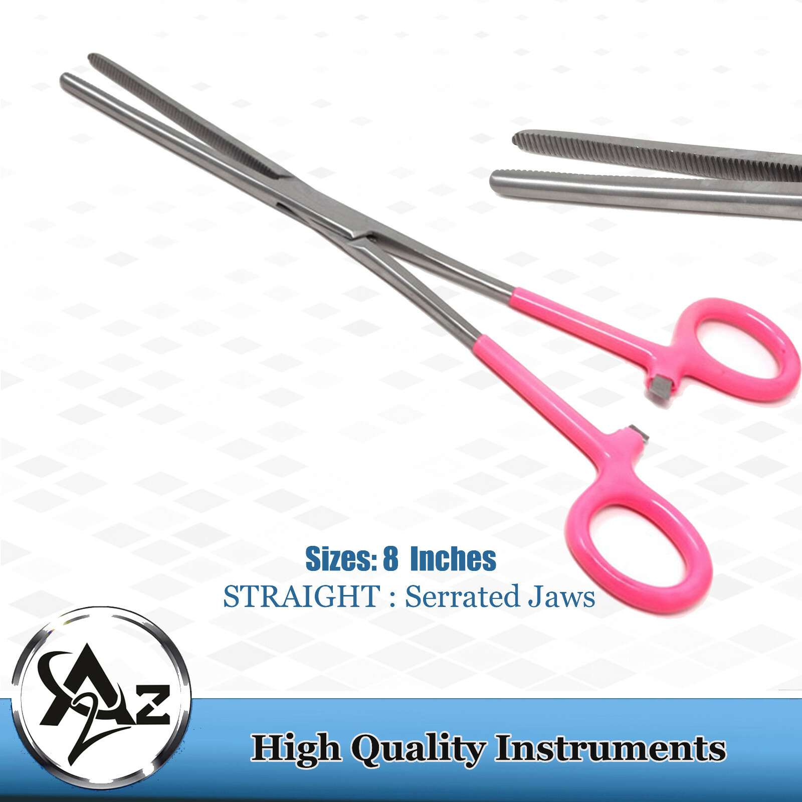 8" VINYL Grip Locking Straight Forceps Artery Hemostat Veterinary Pet Grooming