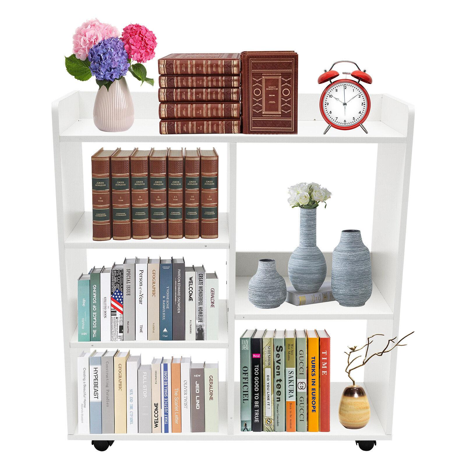 Mobile Printer Stand Rolling Office Scaner Cart Storage Shelf Warm White