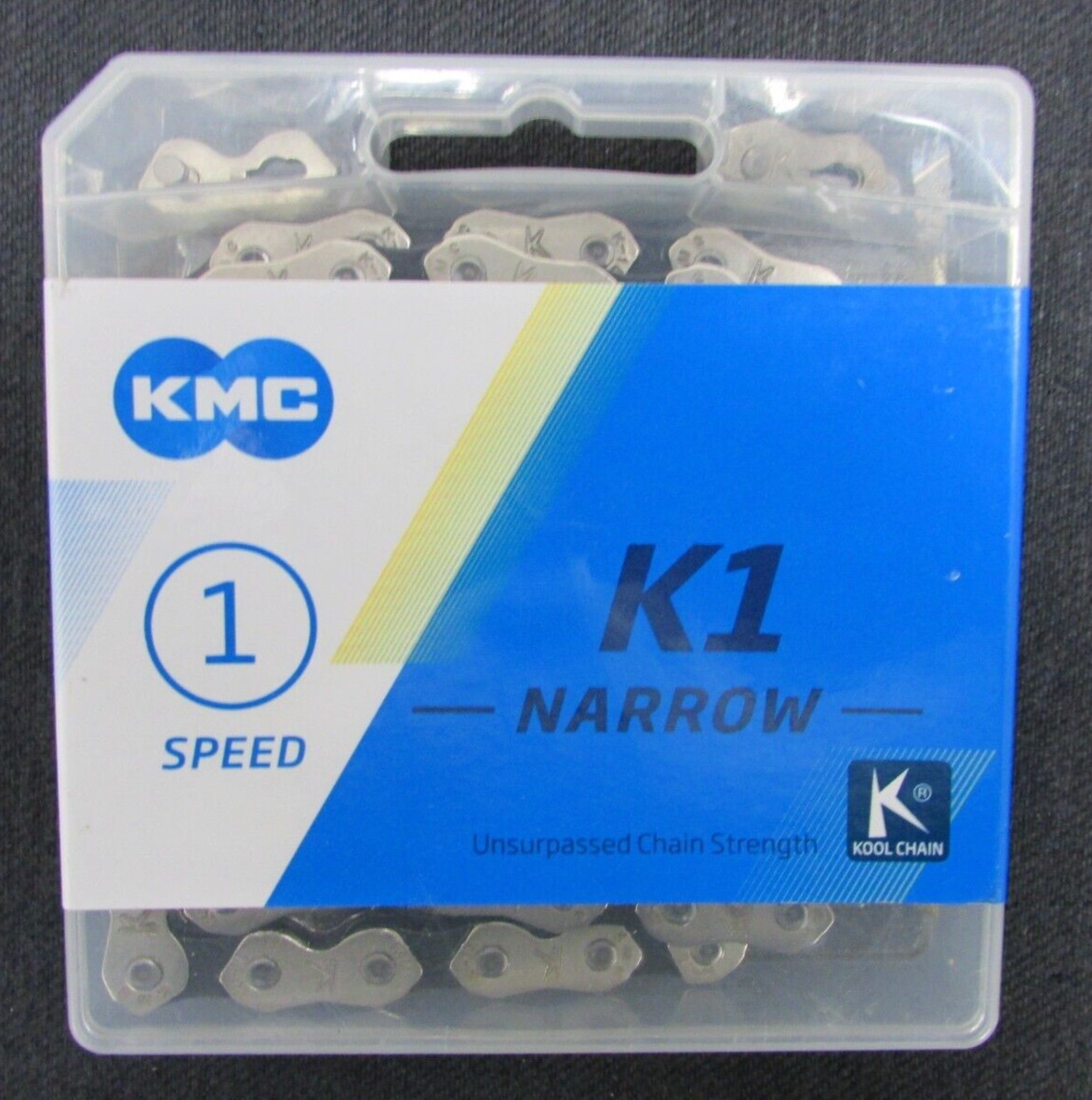 NOS! KMC K1 -NARROW-, 112 LINK BICYCLE CHAIN, 1/2" X 3/32" SINGLE SPEED SYSTEM